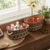 Colorful striped woven storage baskets, household storage baskets, living room and bedroom organizing baskets details Picture